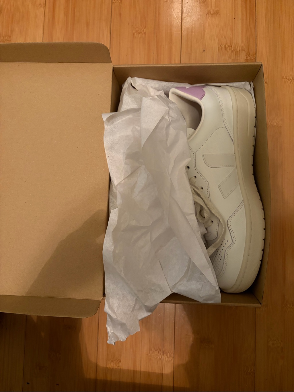 Veja V-90 White Sneakers With Lavender Heel Tab — image 6 of 6